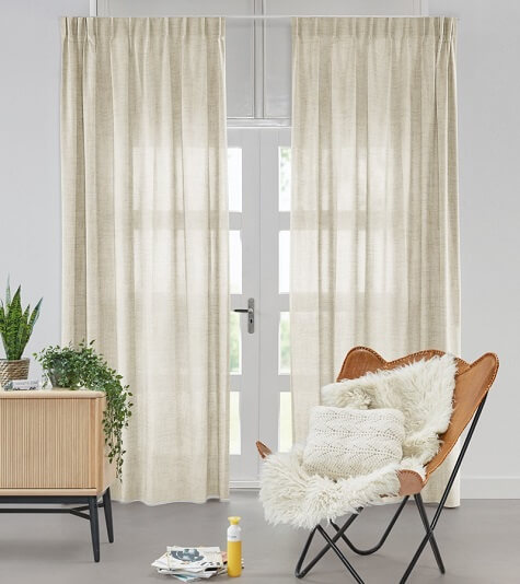 Beige hørgardiner